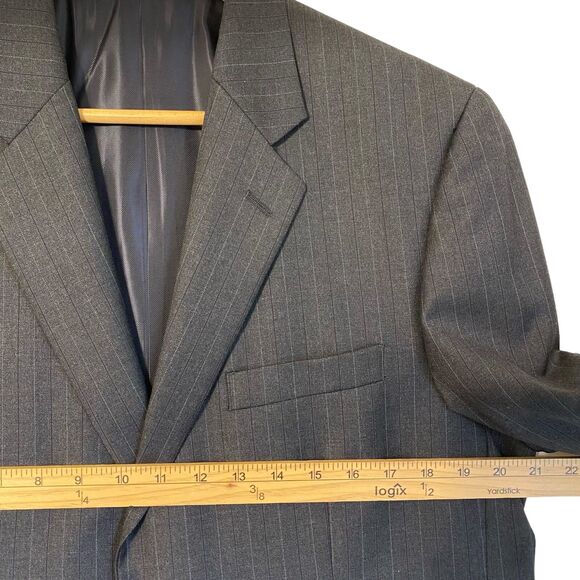 Tasso Elba Macy's Men's Suit 40R Pants 34 Heather Gray Purple Stripe Wool New - Picture 4 of 16